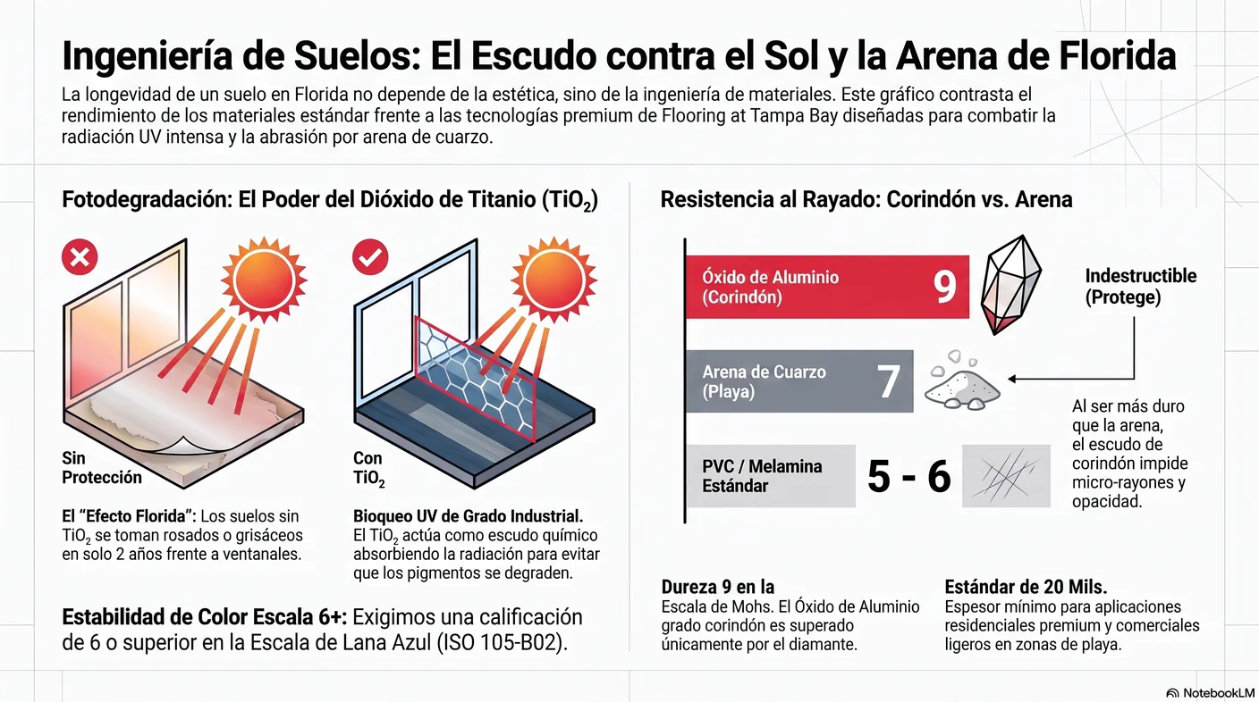 Imagen-tabla con las clases de abrasión AC3 a AC6 para laminado y los espesores de capa de uso en mils para núcleo rígido, con el uso recomendado de cada nivel.